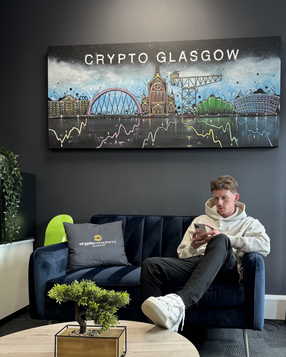 Don Cameron in the Crypto Glasgow office